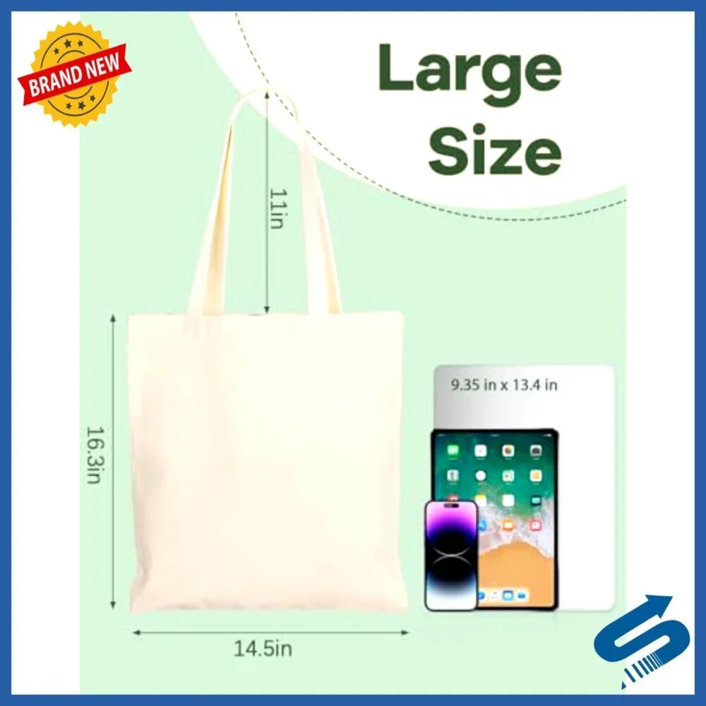 Blank Canvas Tote Bags Bulk DIY Projects Reusable Grocery Bags Sublimation
